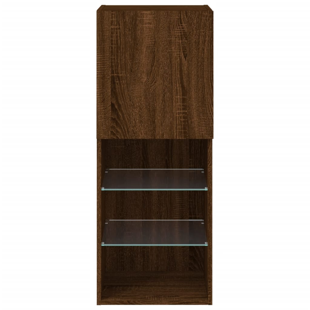 tv-bord med LED-lys 40,5x30x102 cm brun egetræsfarve