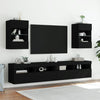 væghængte tv-borde 2 stk. med LED-lys 40x30x60,5 cm sort