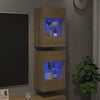 væghængte skabe til TV 2 stk. med LED-lys 40x30x60,5 cm sonoma-eg