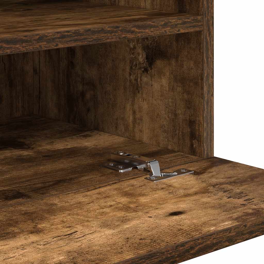 væghængte skabe til TV 2 stk. med LED-lys 40x30x60,5 cm røget eg