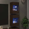 væghængte skabe til TV 2 stk. med LED-lys 40x30x60,5 cm brunt eg