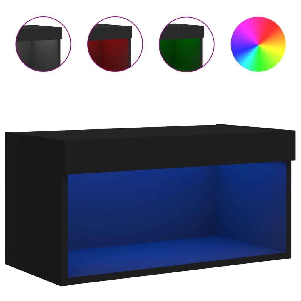 tv-bord 60x30x30 cm med LED-lys sort