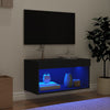 tv-bord 60x30x30 cm med LED-lys sort