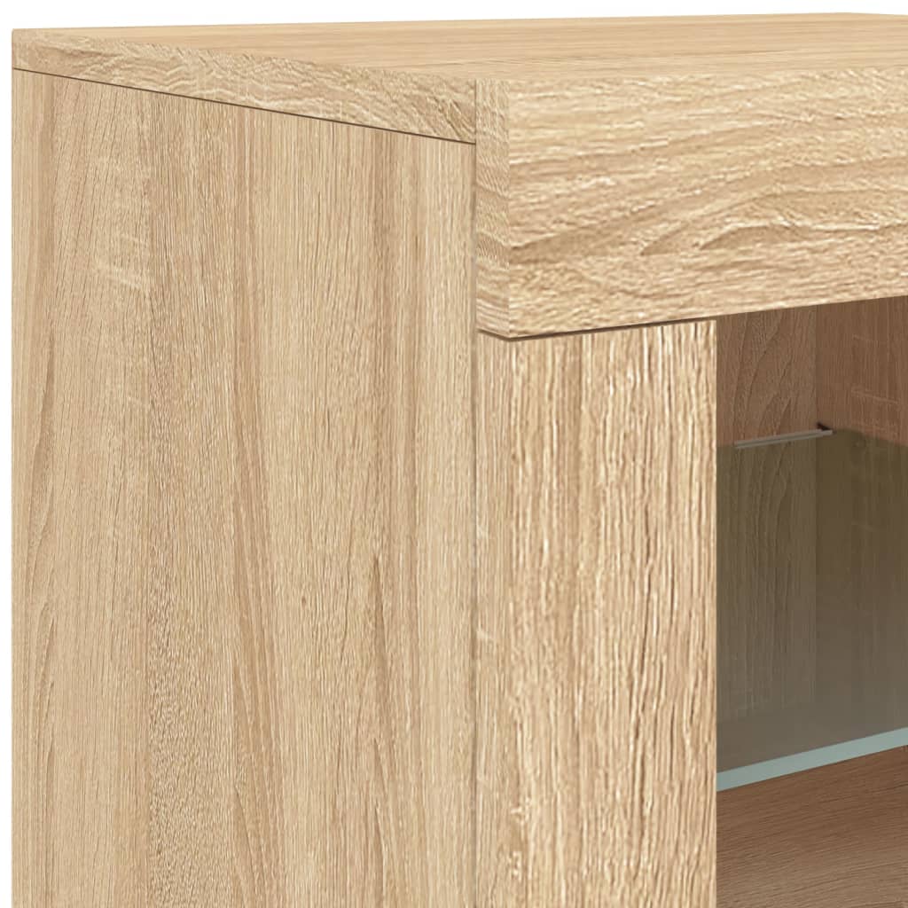 skænk med LED-lys 283x37x67 cm sonoma-eg