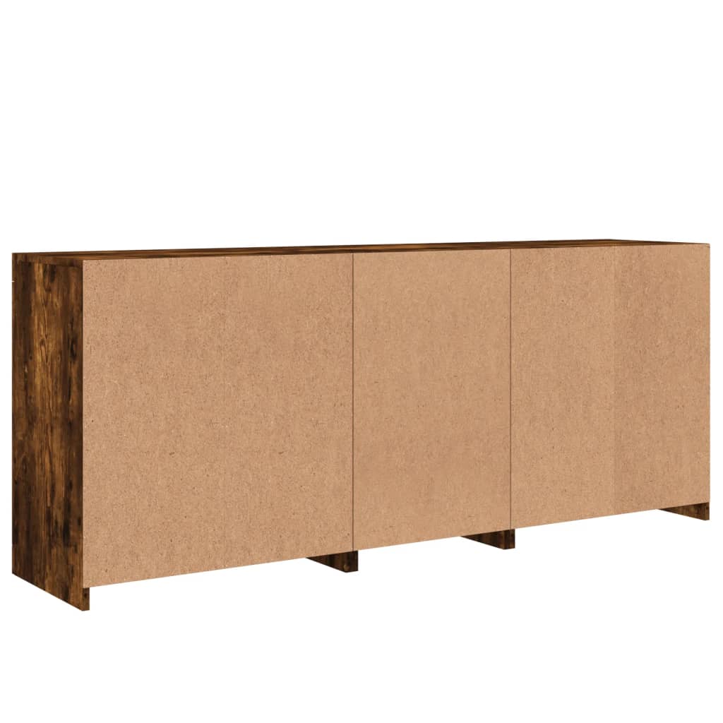 skænk med LED-lys 162x37x67 cm røget eg