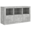skænk med LED-lys 123x37x67 cm betongrå