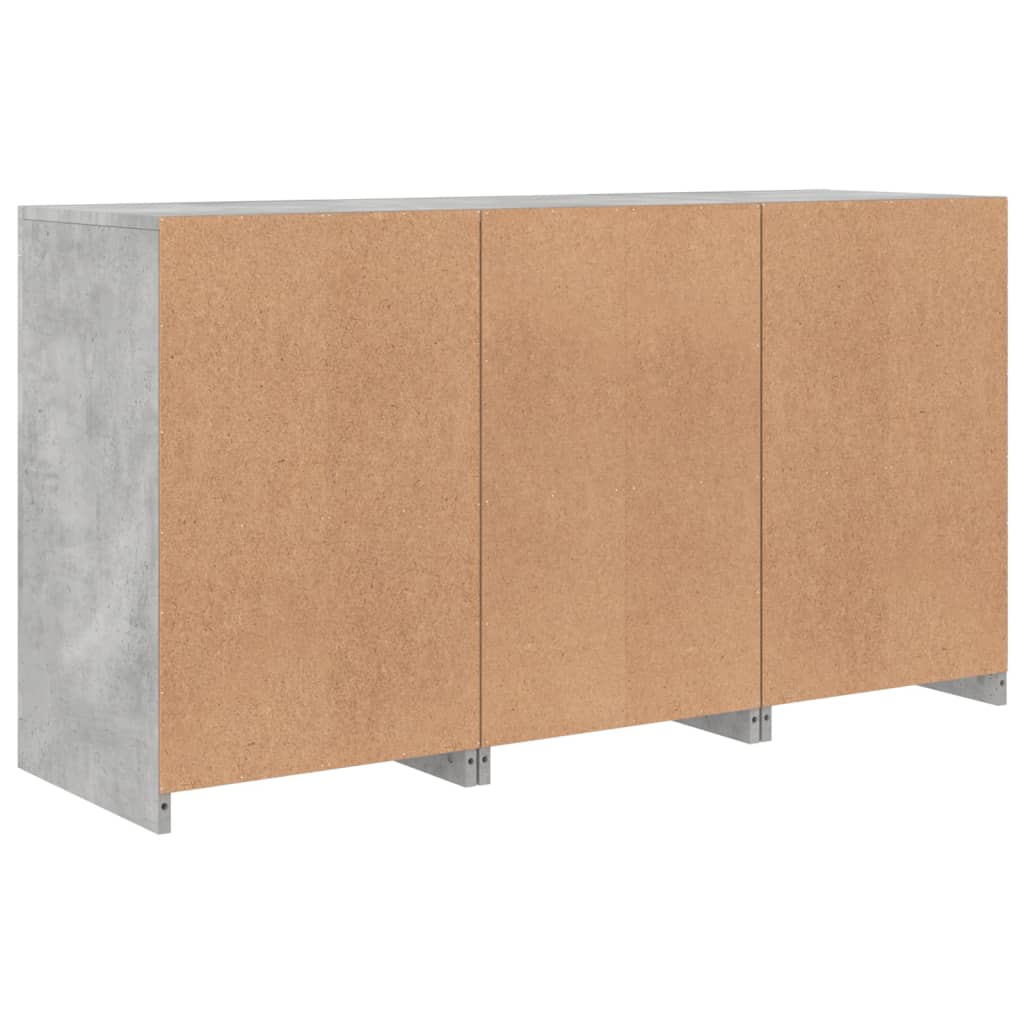 skænk med LED-lys 123x37x67 cm betongrå
