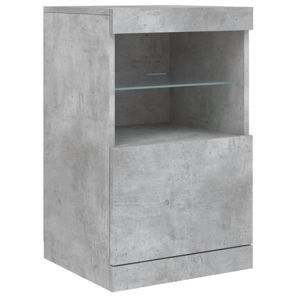 skænk med LED-lys 123x37x67 cm betongrå