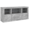 skænk med LED-lys 142,5x37x67 cm betongrå