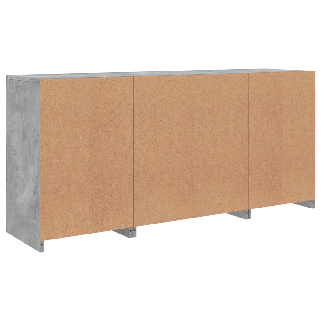 skænk med LED-lys 142,5x37x67 cm betongrå