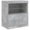 skænk med LED-lys 142,5x37x67 cm betongrå