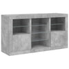 skænk med LED-lys 123x37x67 cm betongrå