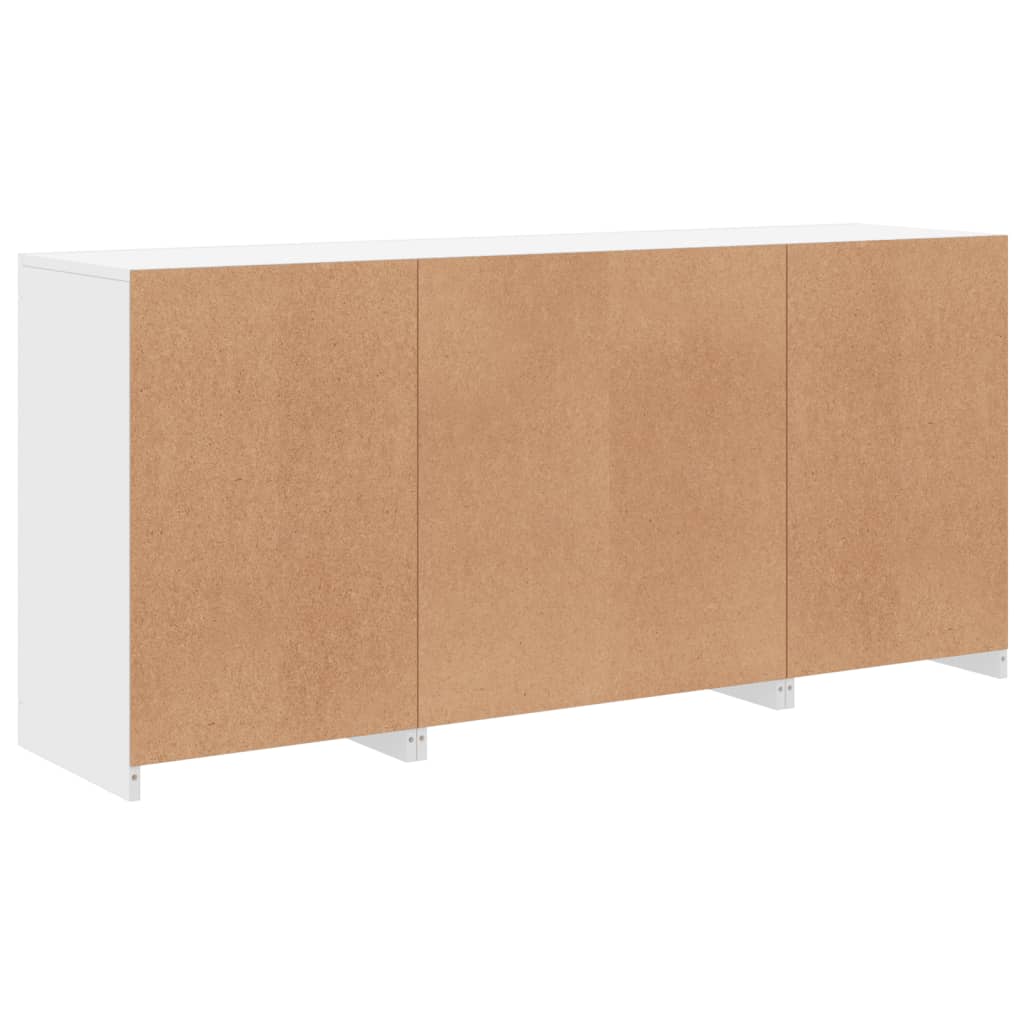 skænk med LED-lys 142,5x37x67 cm hvid