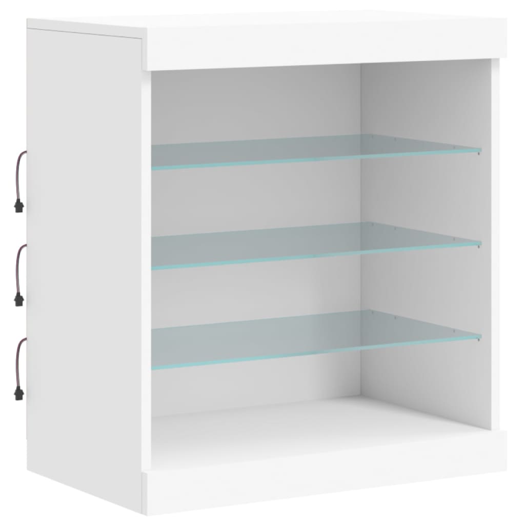 skænk med LED-lys 142,5x37x67 cm hvid