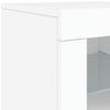 skænk med LED-lys 142,5x37x67 cm hvid