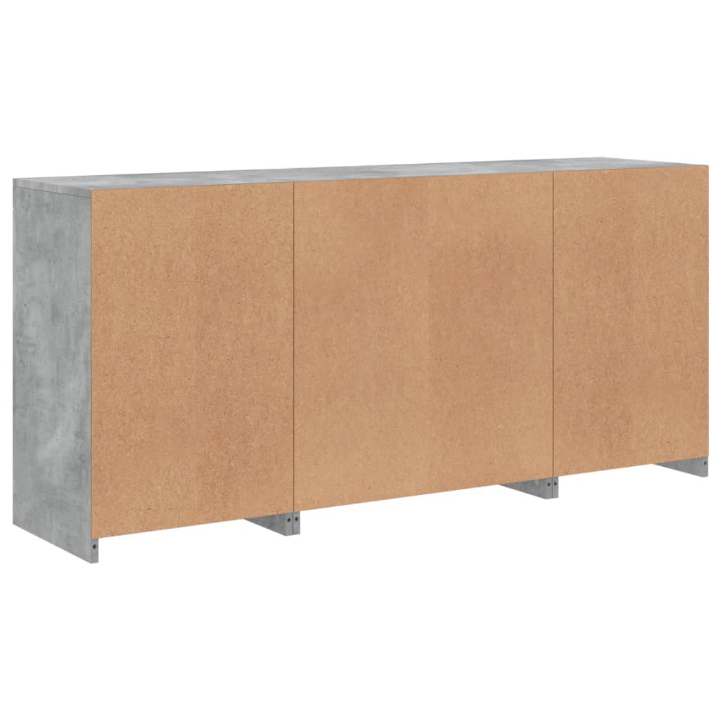skænk med LED-lys 142,5x37x67 cm betongrå