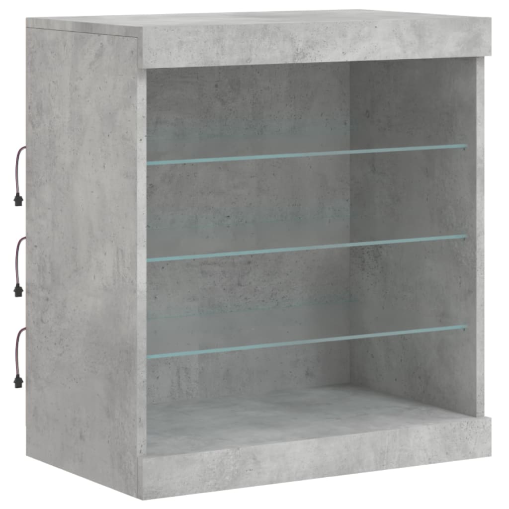 skænk med LED-lys 142,5x37x67 cm betongrå