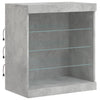 skænk med LED-lys 142,5x37x67 cm betongrå