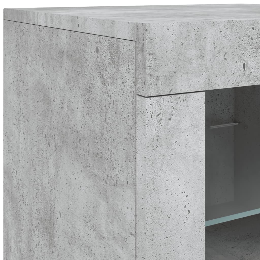 skænk med LED-lys 142,5x37x67 cm betongrå