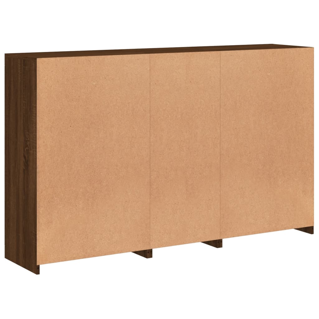skænk med LED-lys 162x37x100 cm brun egetræsfarve