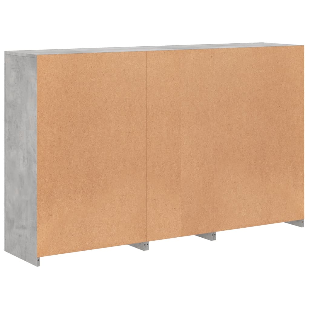 skænk med LED-lys 162x37x100 cm betongrå