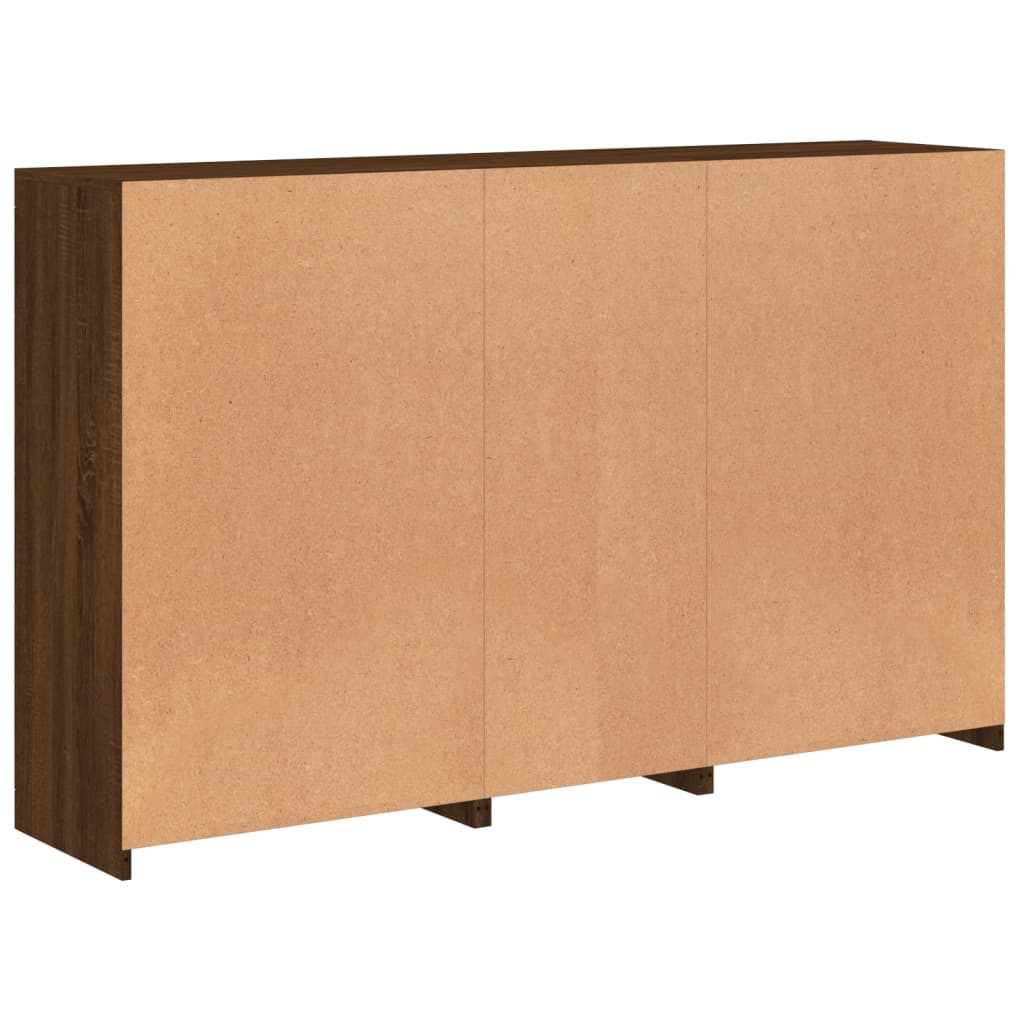 skænk med LED-lys 162x37x100 cm brun egetræsfarve