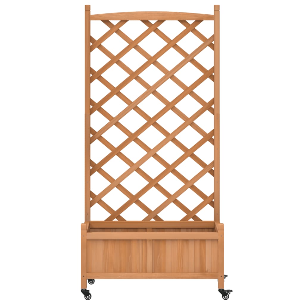plantekasse med espalier og hjul massivt fyrretræ brun