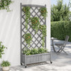 plantekasse med espalier og hjul massivt fyrretræ grå