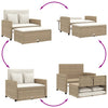 2-personers havesofa med hynder polyrattan beige