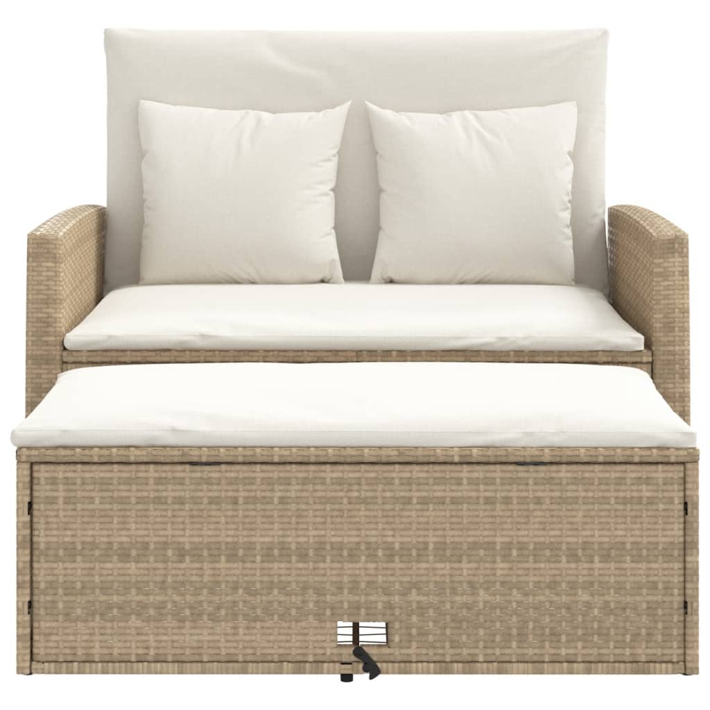2-personers havesofa med hynder polyrattan beige