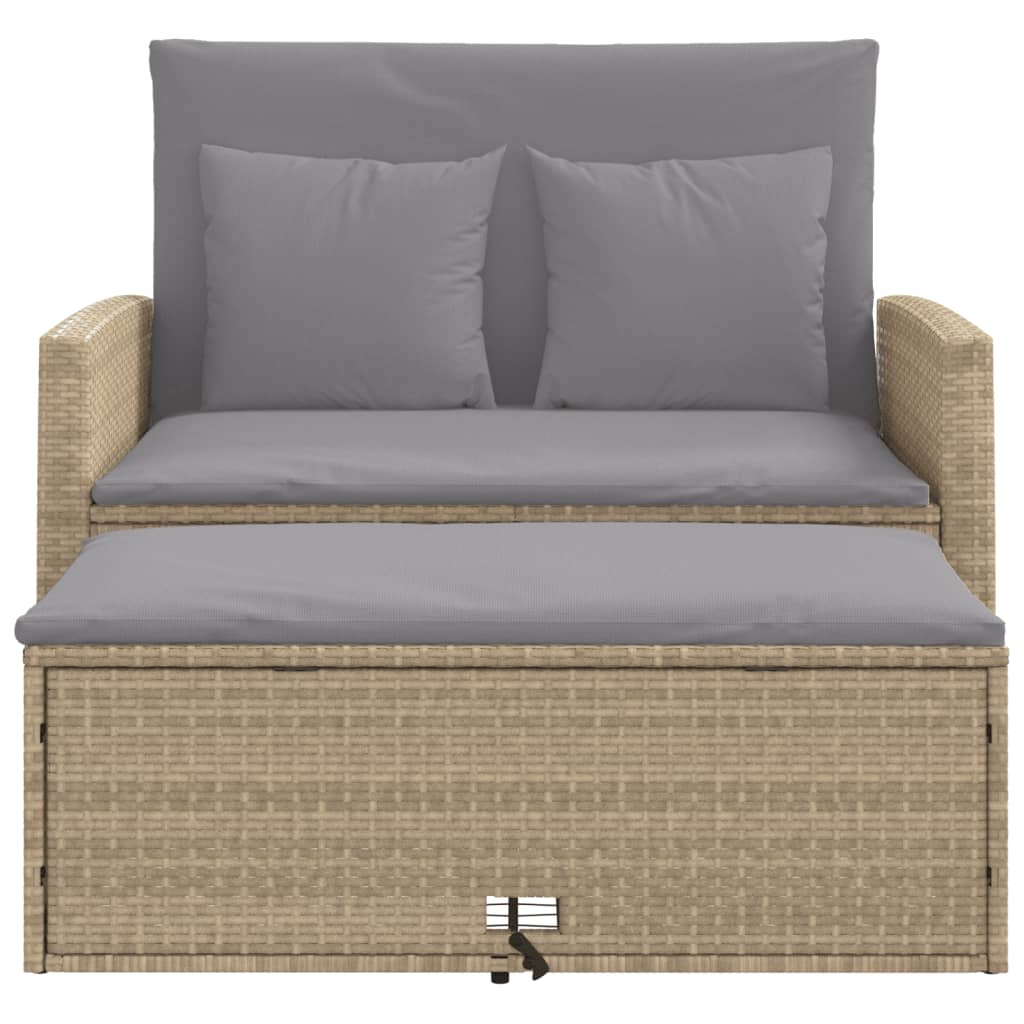 2-personers havesofa med hynder polyrattan beige