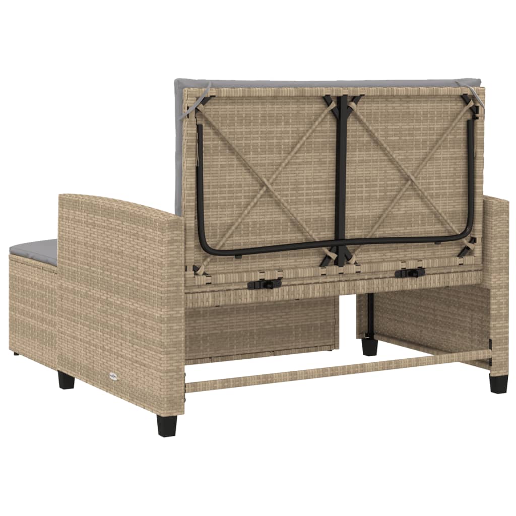 2-personers havesofa med hynder polyrattan beige