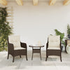 havestole med hynder 2 stk. polyrattan brun