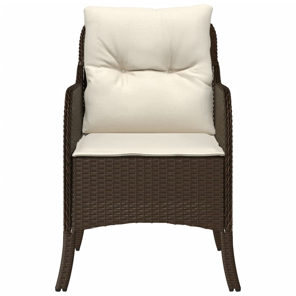 havestole med hynder 2 stk. polyrattan brun