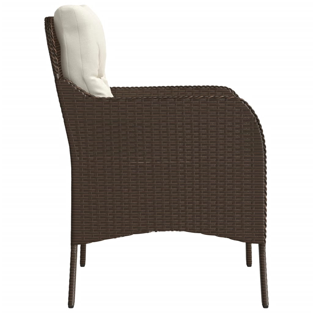havestole med hynder 2 stk. polyrattan brun