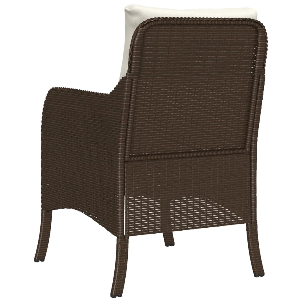 havestole med hynder 2 stk. polyrattan brun