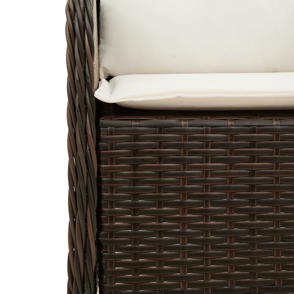 havestole med hynder 2 stk. polyrattan brun