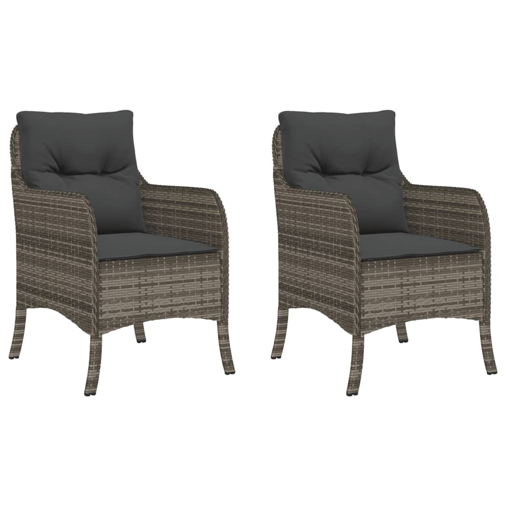 havestole med hynder 2 stk. polyrattan grå
