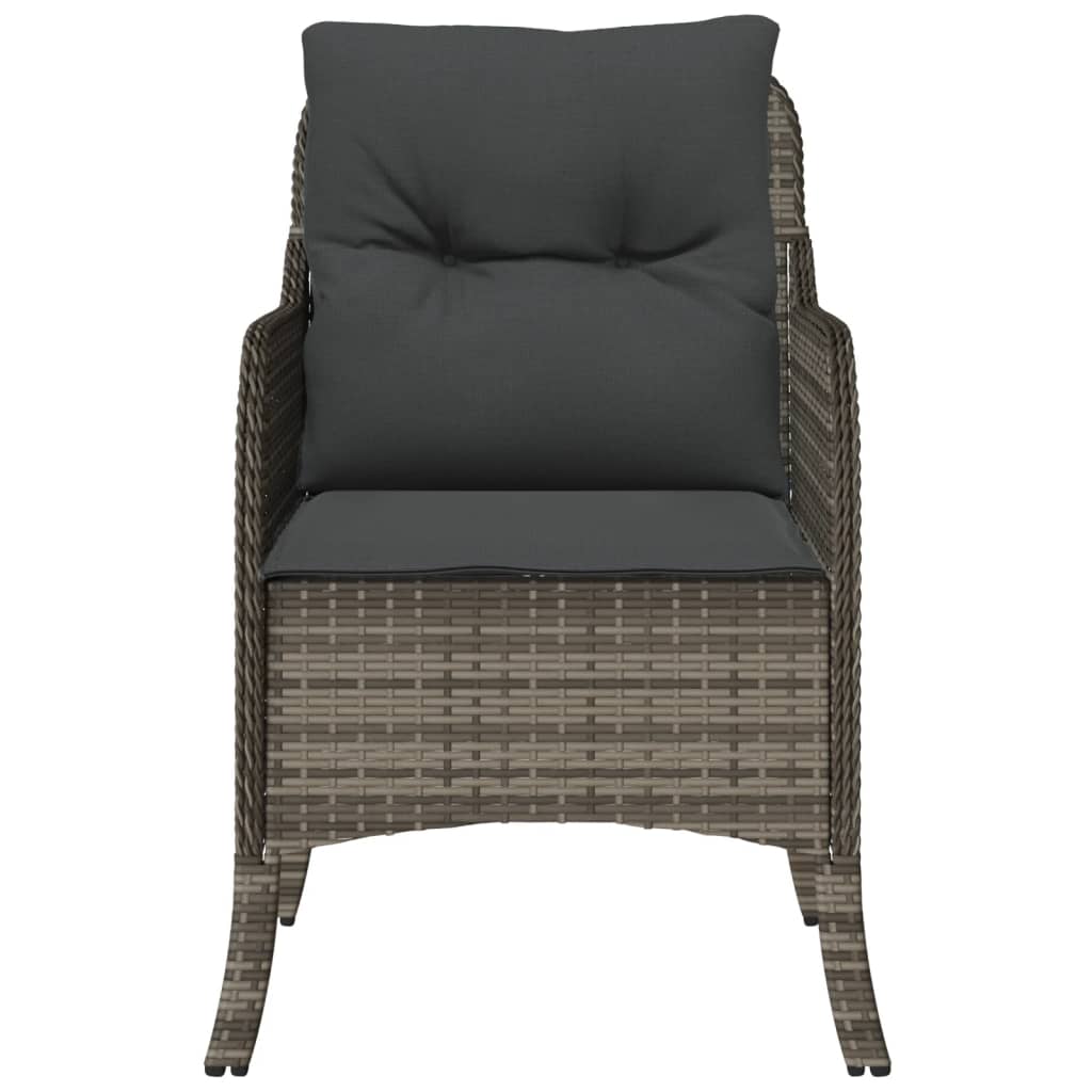 havestole med hynder 2 stk. polyrattan grå