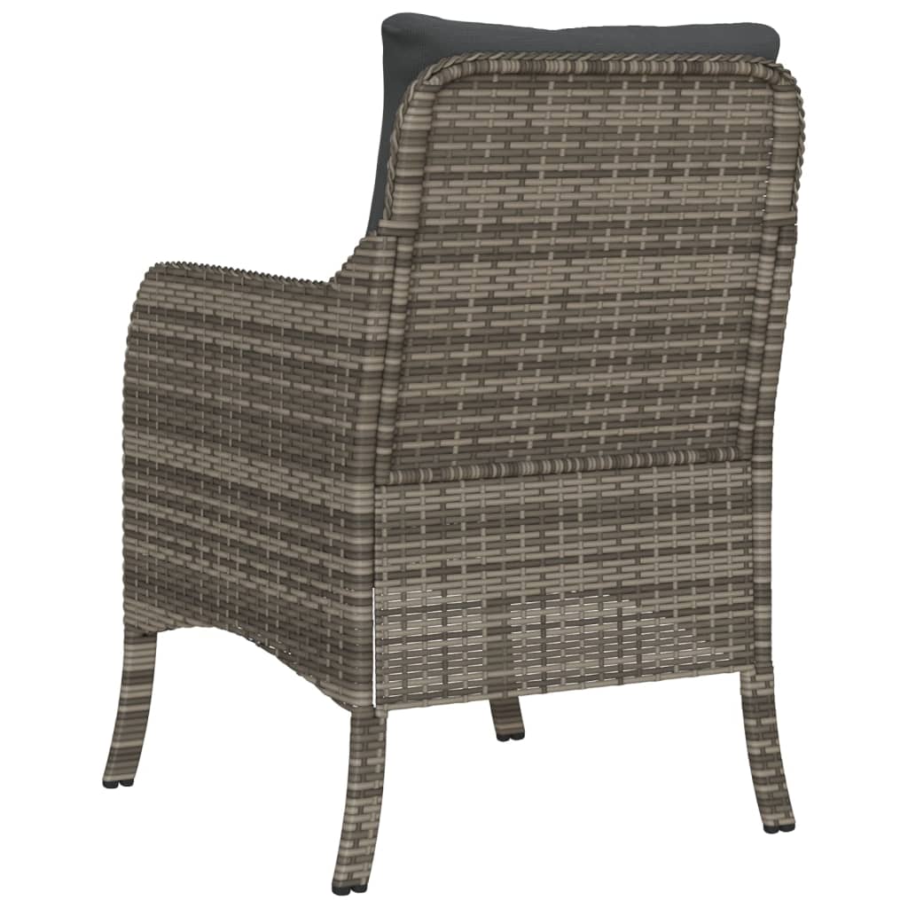 havestole med hynder 2 stk. polyrattan grå