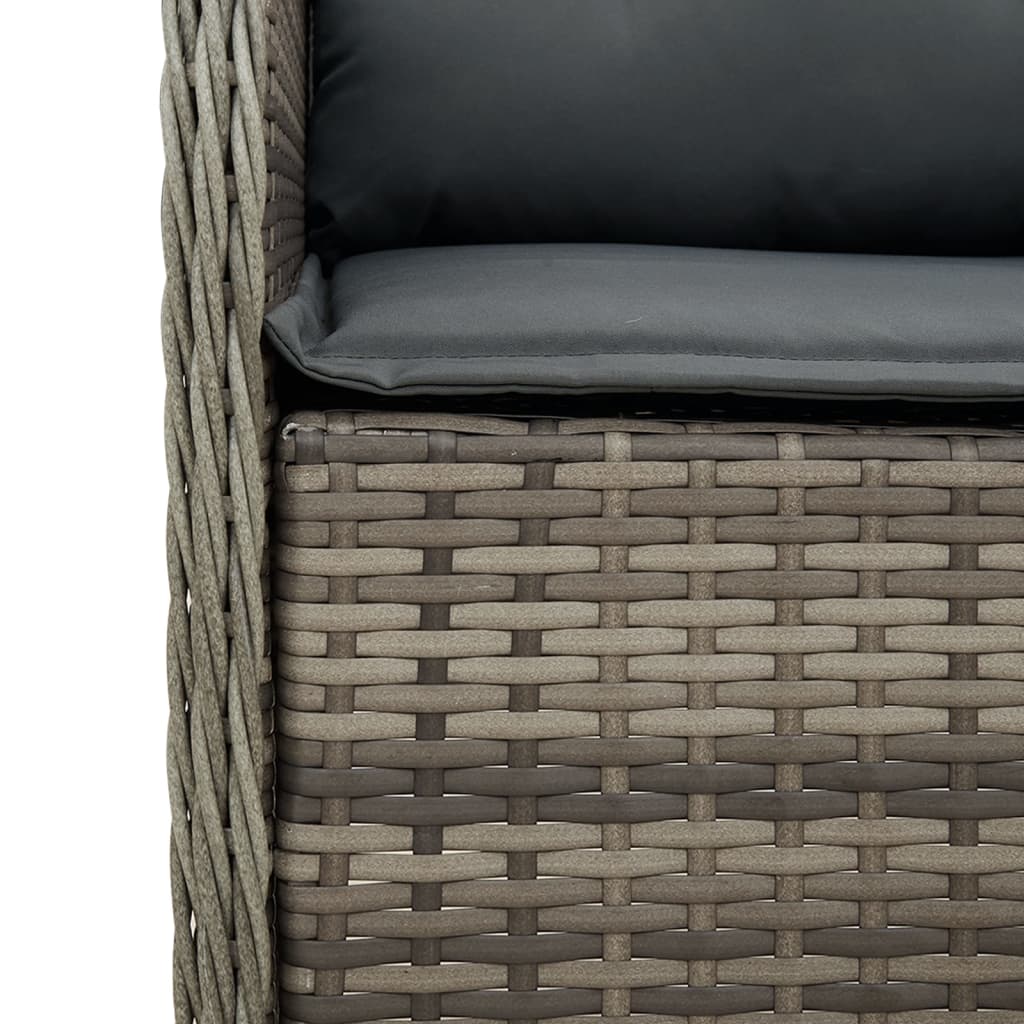 havestole med hynder 2 stk. polyrattan grå