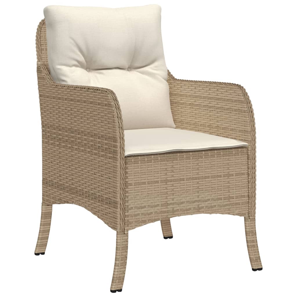 havestole med hynder 2 stk. polyrattan beige