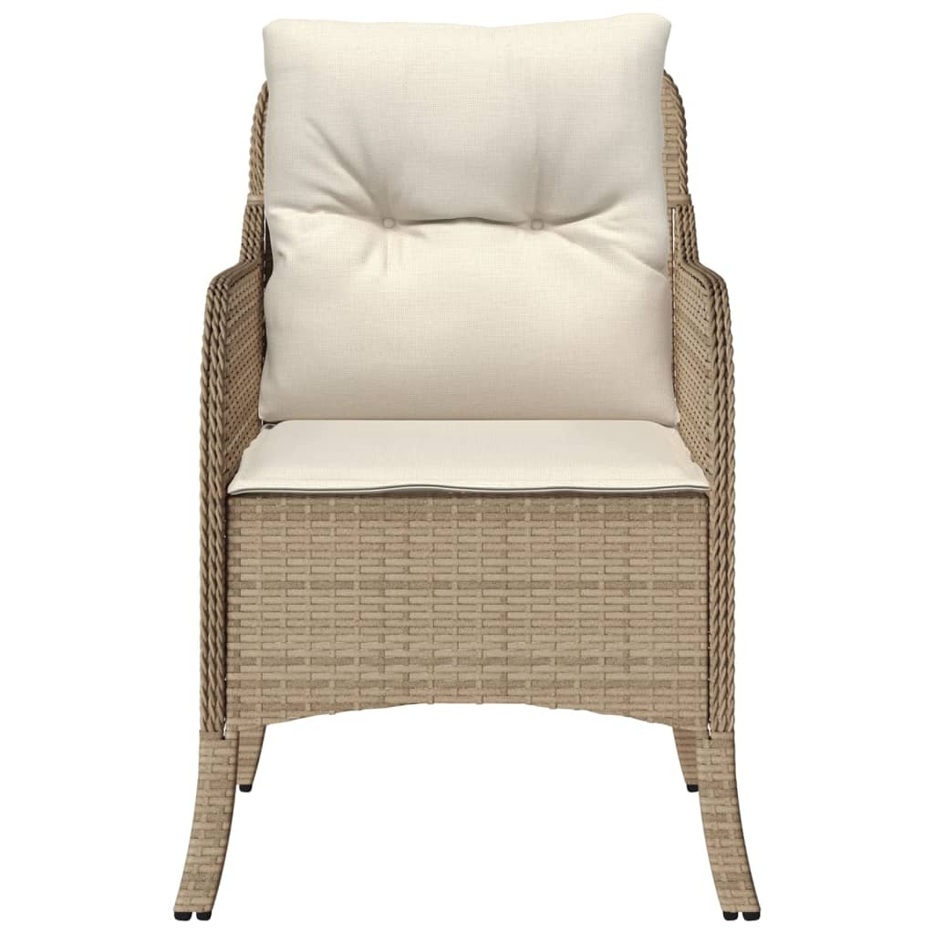 havestole med hynder 2 stk. polyrattan beige