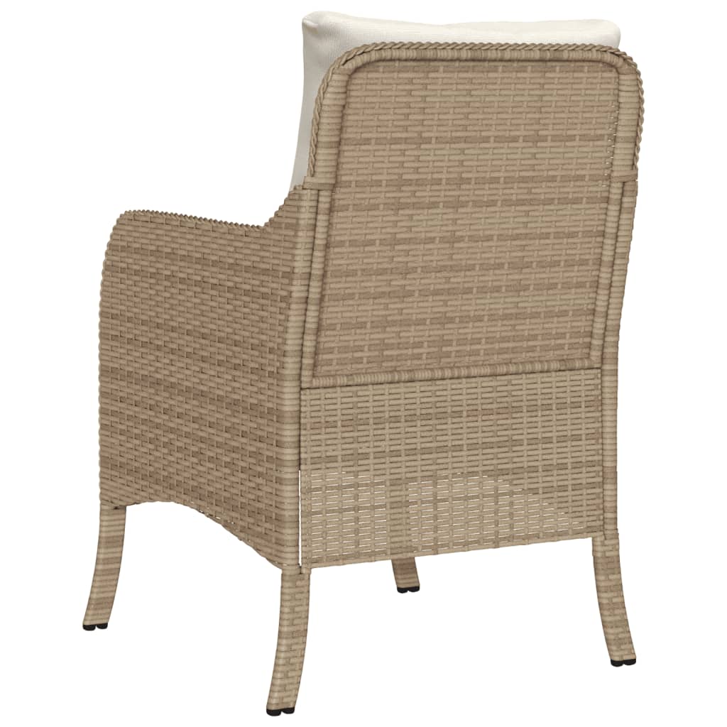 havestole med hynder 2 stk. polyrattan beige