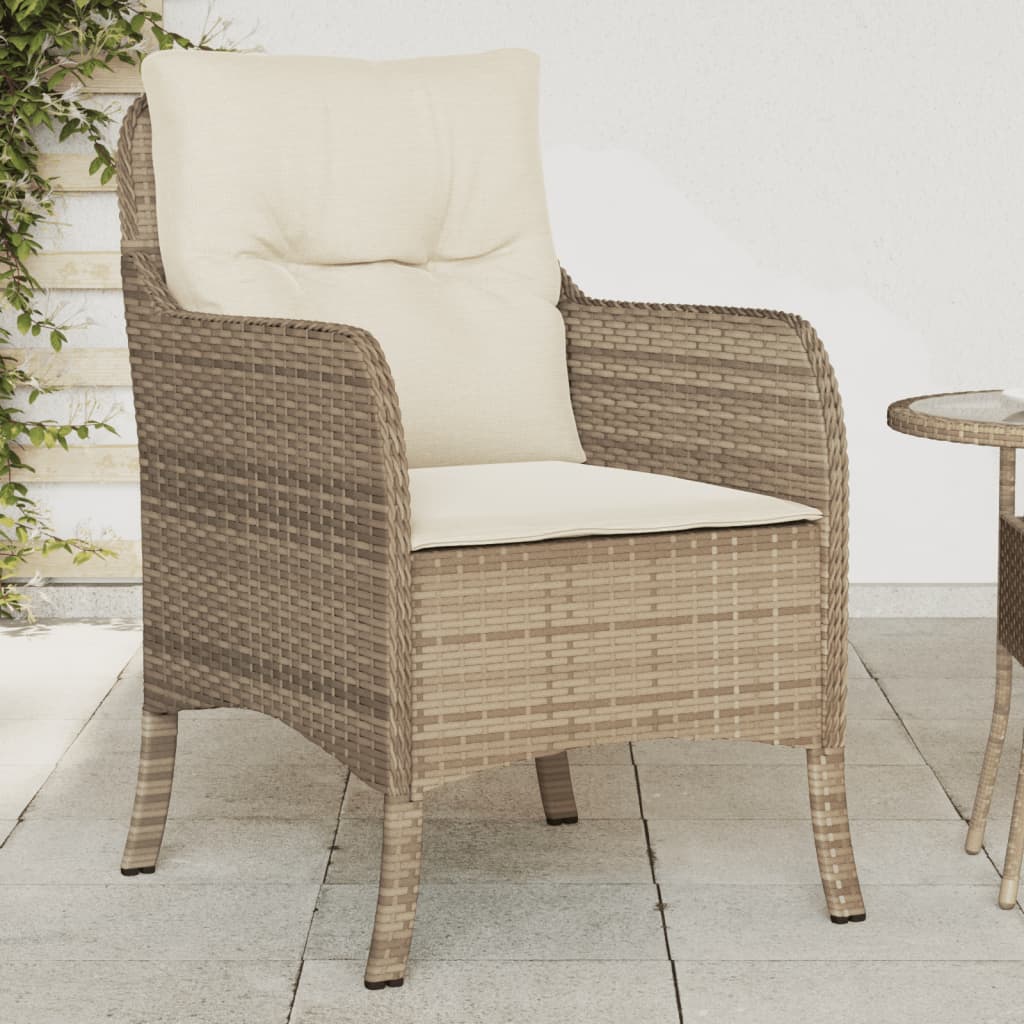 havestole med hynder 2 stk. polyrattan beige
