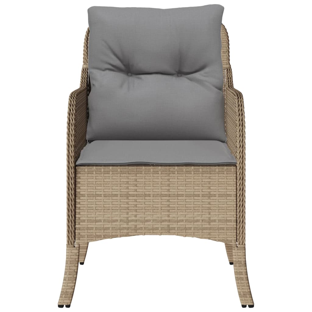 havestole med hynder 2 stk. polyrattan blandet beige