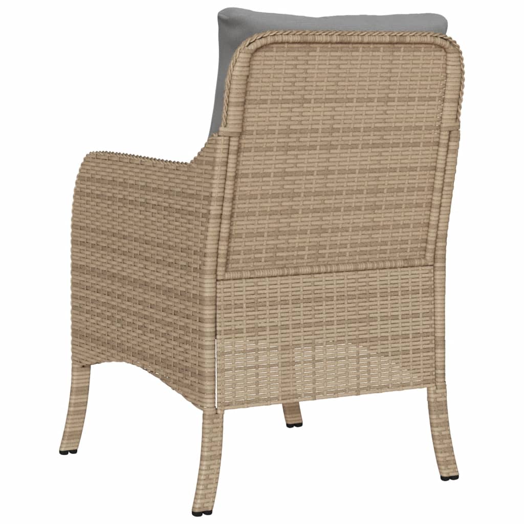 havestole med hynder 2 stk. polyrattan blandet beige