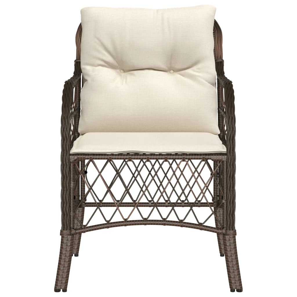havestole med hynder 2 stk. polyrattan brun