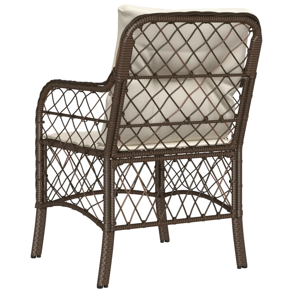 havestole med hynder 2 stk. polyrattan brun
