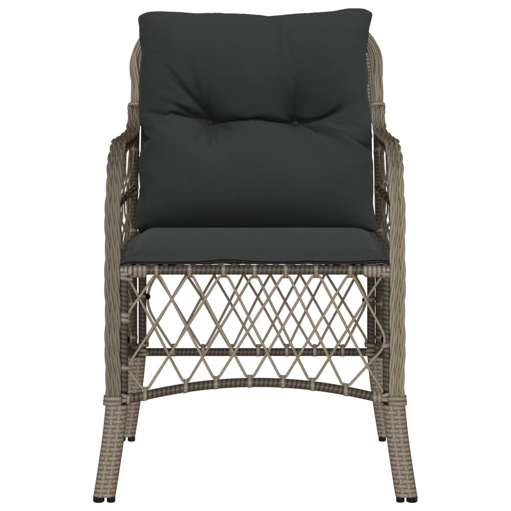 havestole med hynder 2 stk. polyrattan grå